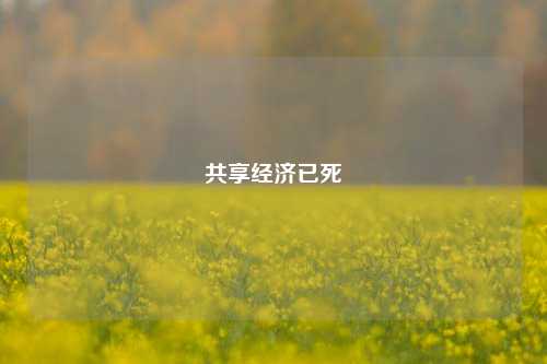 共享经济已死