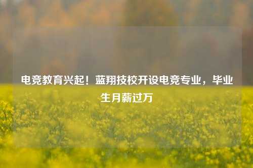 电竞教育兴起！蓝翔技校开设电竞专业，毕业生月薪过万