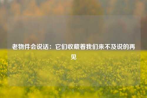 老物件会说话：它们收藏着我们来不及说的再见